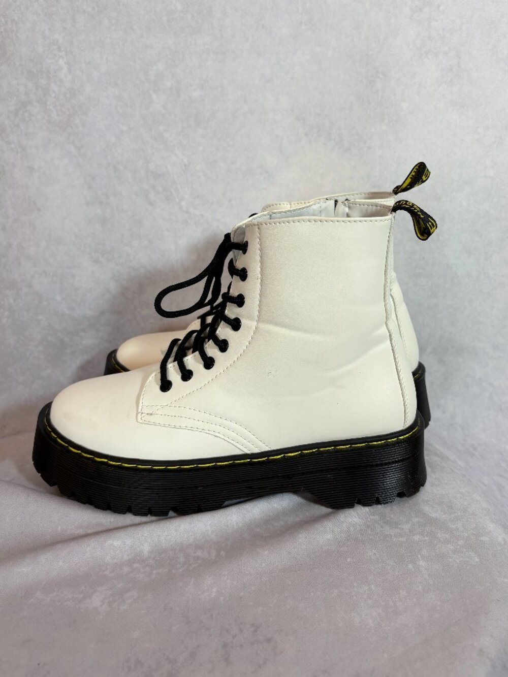 Marke Bouncing Soles Leather Platform Ankle Boots White Shoes Size US 10.5/EU41